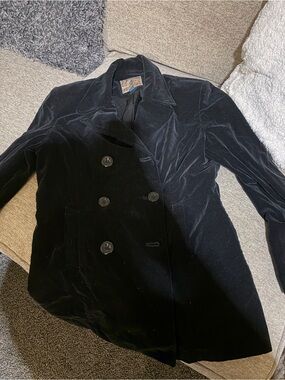 Express Black Velvet Double-Breasted Blazer Jacket